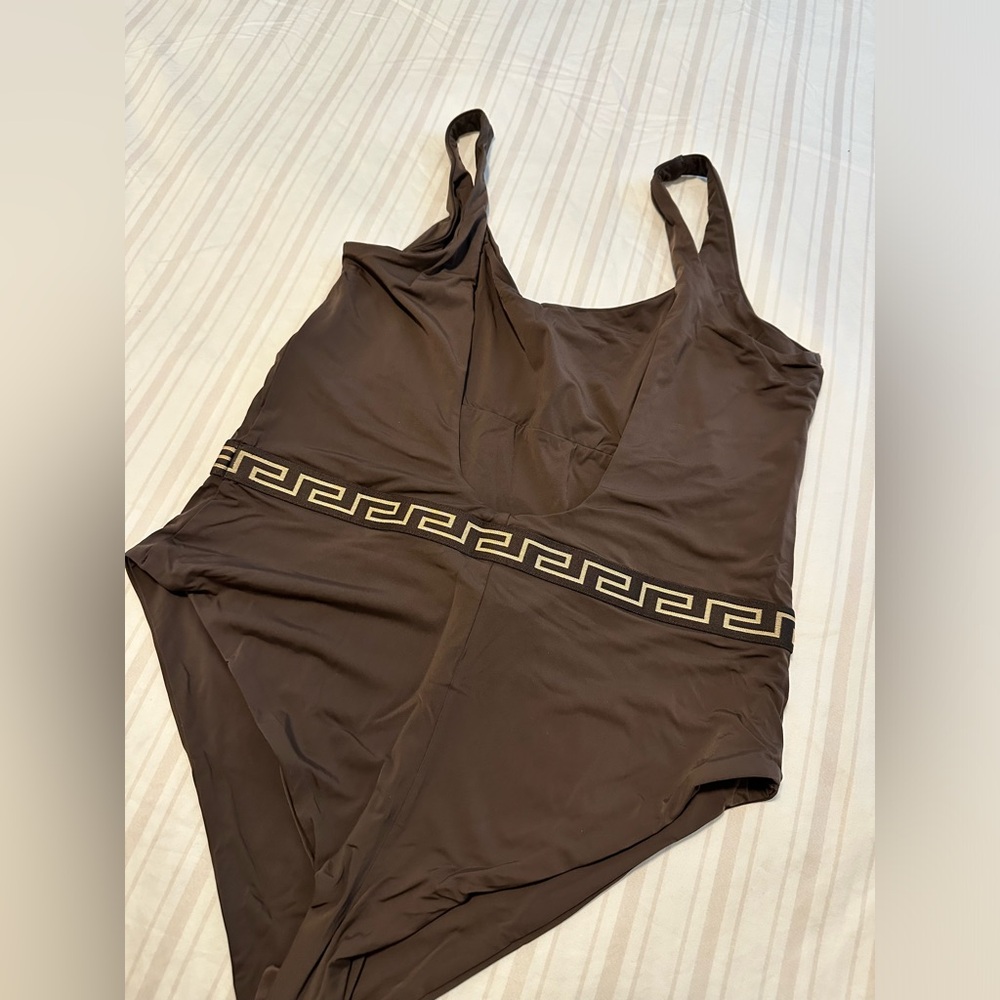 Versace Greca Brown Bodysuit  NWT - Picture 3 of 10